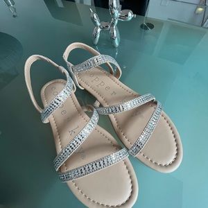 Cooper Key sandals with crystal stones on bisque color leather size 6.5M